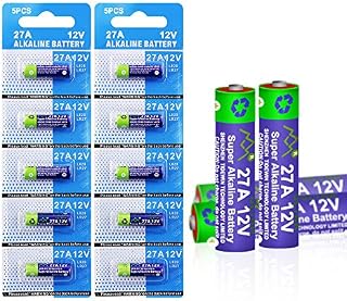 10 Pack 27A 12V A27 MN27 VR27 L828 12V Alkaline Battery High Capacity 25mAh for Cameras, Car Alarm Remotes, Burglar Alarms, Cigarette Lighters, Electronic Dog Collars