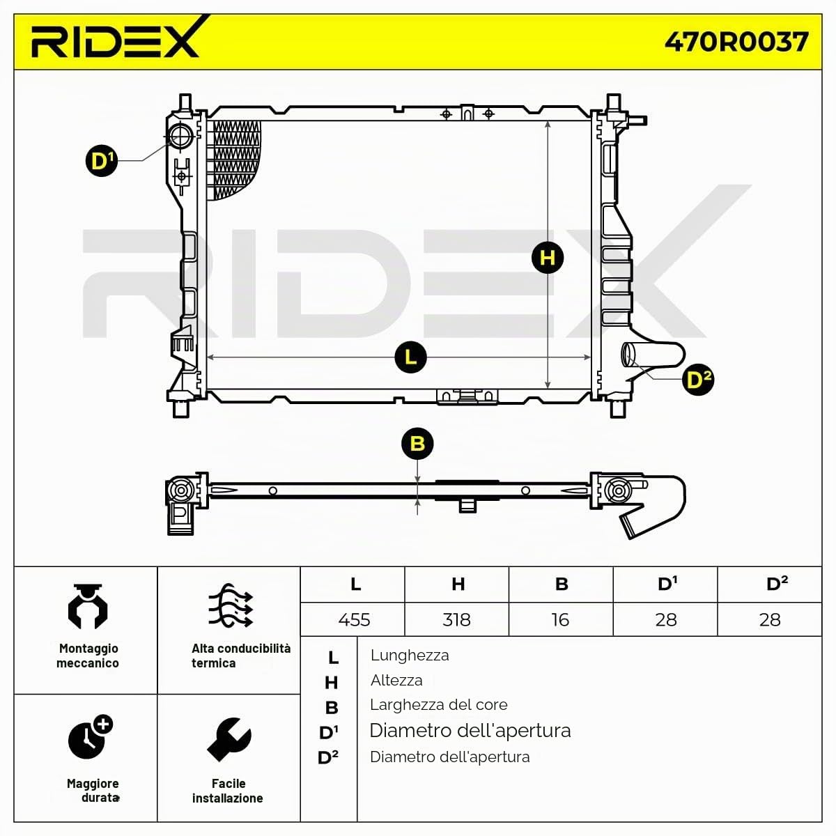 RIDEX 470R0037 Radiatore motore Benzina
