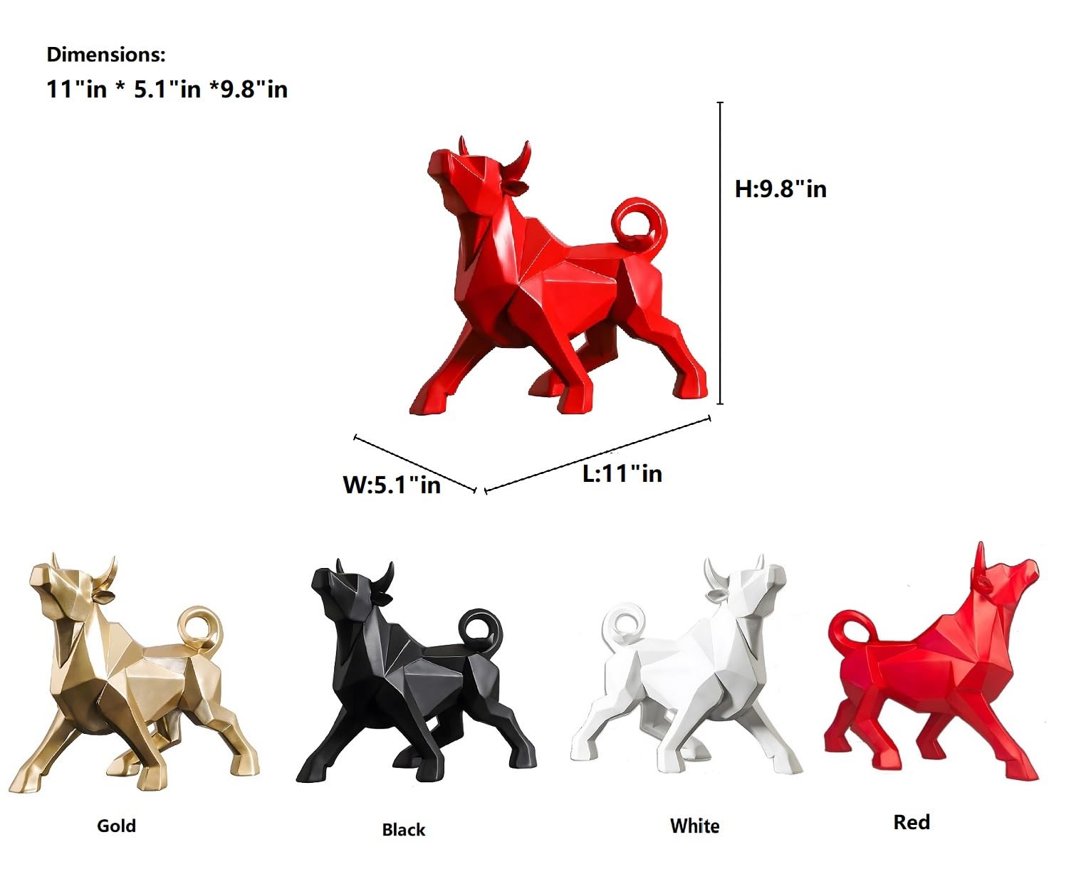 Abstrakte Bullen-Skulptur, geometrische Harz-Statuen, moderne und einfache Heimdekoration, Sammelfiguren (Goldbull)