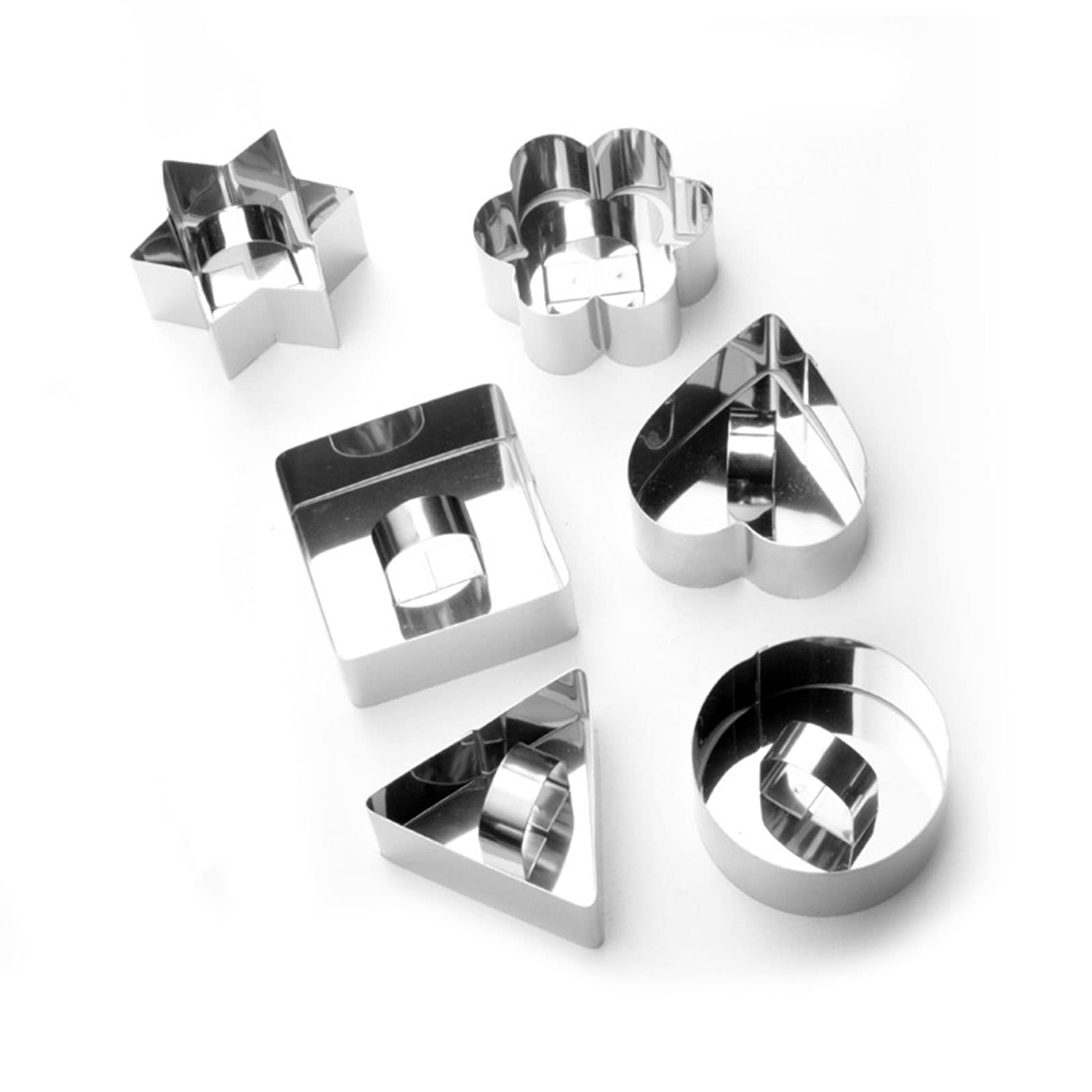 6pcs Pastry Tools Pressable 3D Stainless Steel Press Baking Utensils Food-Grade Geometric Non-Stick Kitchen Baking