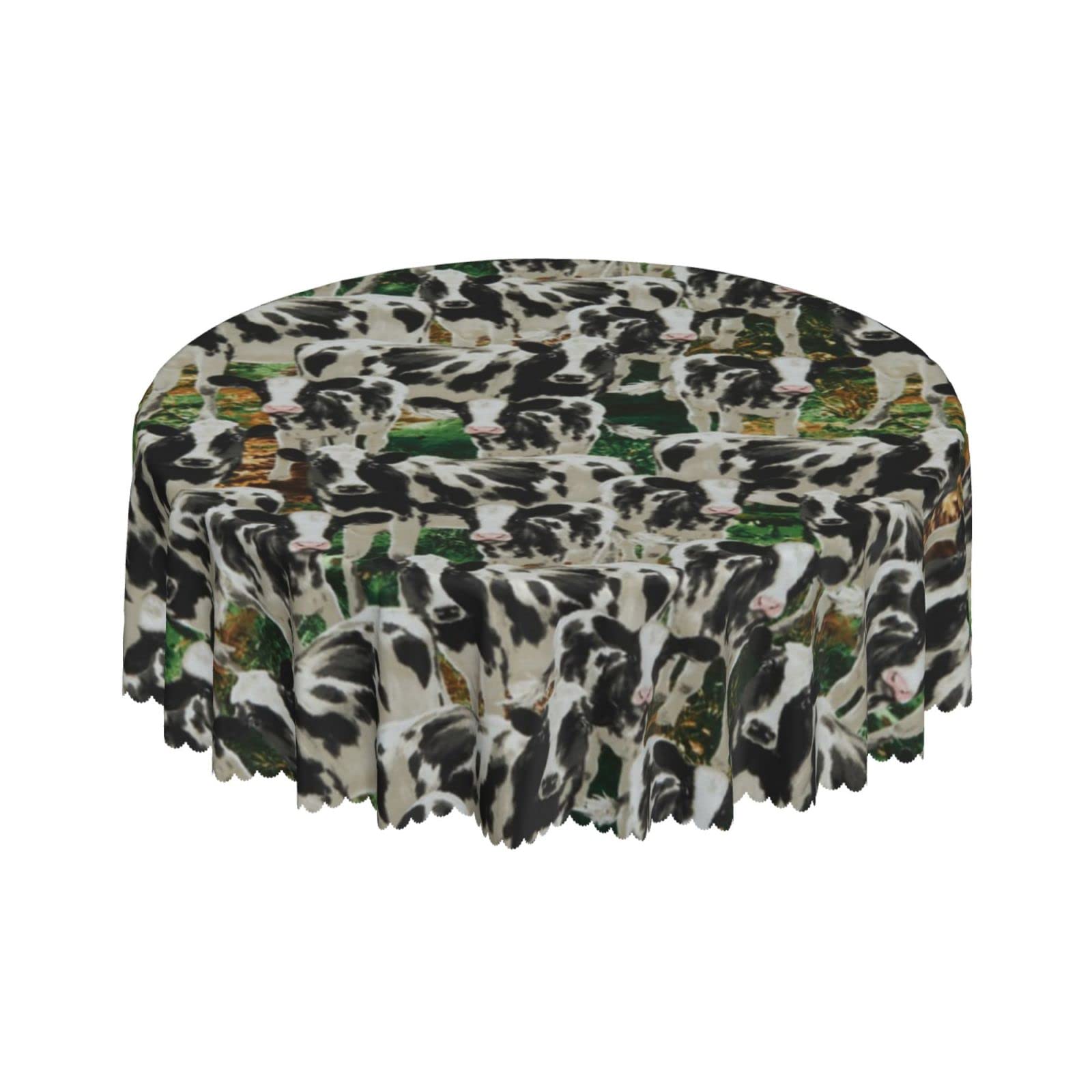Lsjuee Farm Cows Ranch Round Tablecloth 60 Inch Printed Washable Tablecloth for Dining Party Holiday Fall Home Decorative