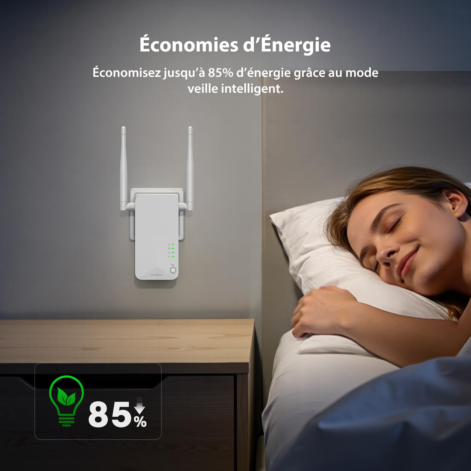 STRONG CPL AV600 Mbps, WiFi 300 Mbps, Prise Intégrée Type F, Box CPL WiFi HomePlug AV2, Plug & Play avec Bouton Pair, Port Ethernet 100 Mbps, Mode économie d’énergie, Kit de 2 (POWERLWF600DUOEUV2)