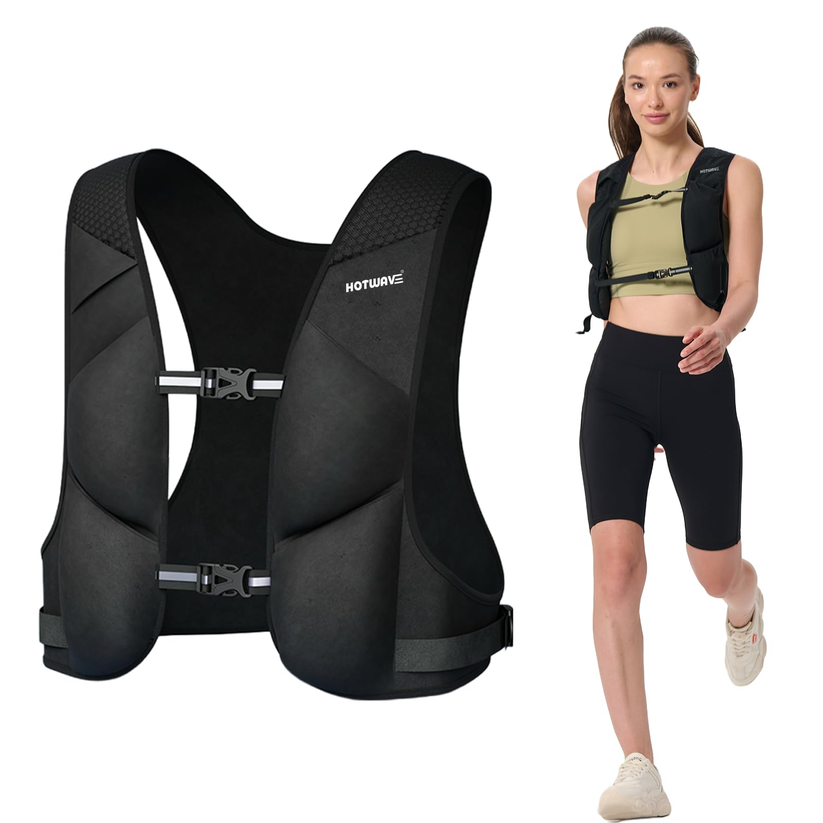 HOTWAVE Weighted Vest 12lbs Weighted Vest Adjustable - Weight Vest with Reflective for Men Women Body Light Walk