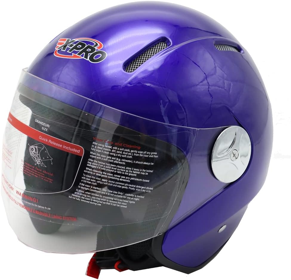 X-Pro Adult DOT Approved Open Face Motorcycle Helmet (X-Large, Pink 2022)