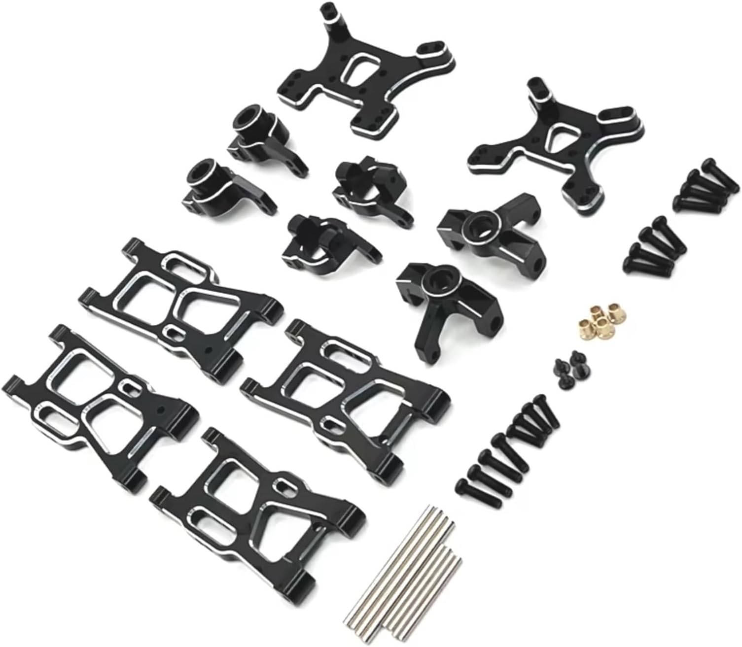 RC Car Accessories for WLtoys 124008 124016-17-18-19 144001-02-10 for RIaarIo 1/12 Metal Upgraded Parts Set RC Car Accessories(Black)