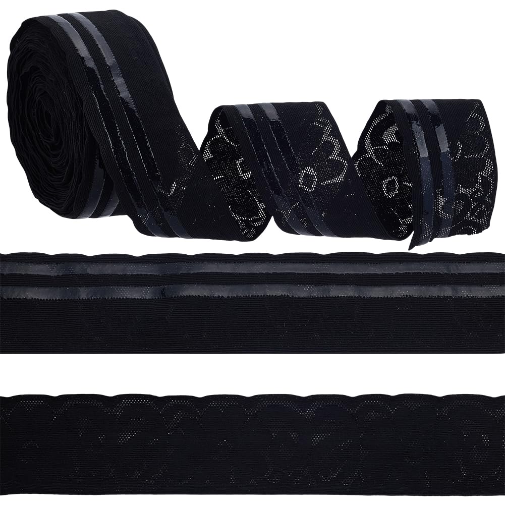Dentelle extensible antidérapante en silicone noir pour robes et lingerie