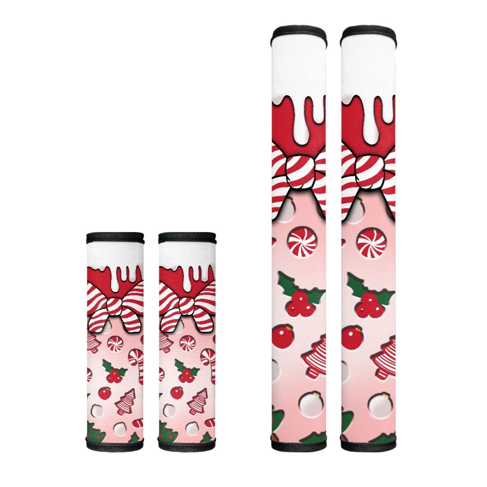 Dreaweet Cute Candy Cane Bow Christmas Refrigerator Handle Covers Set of 4