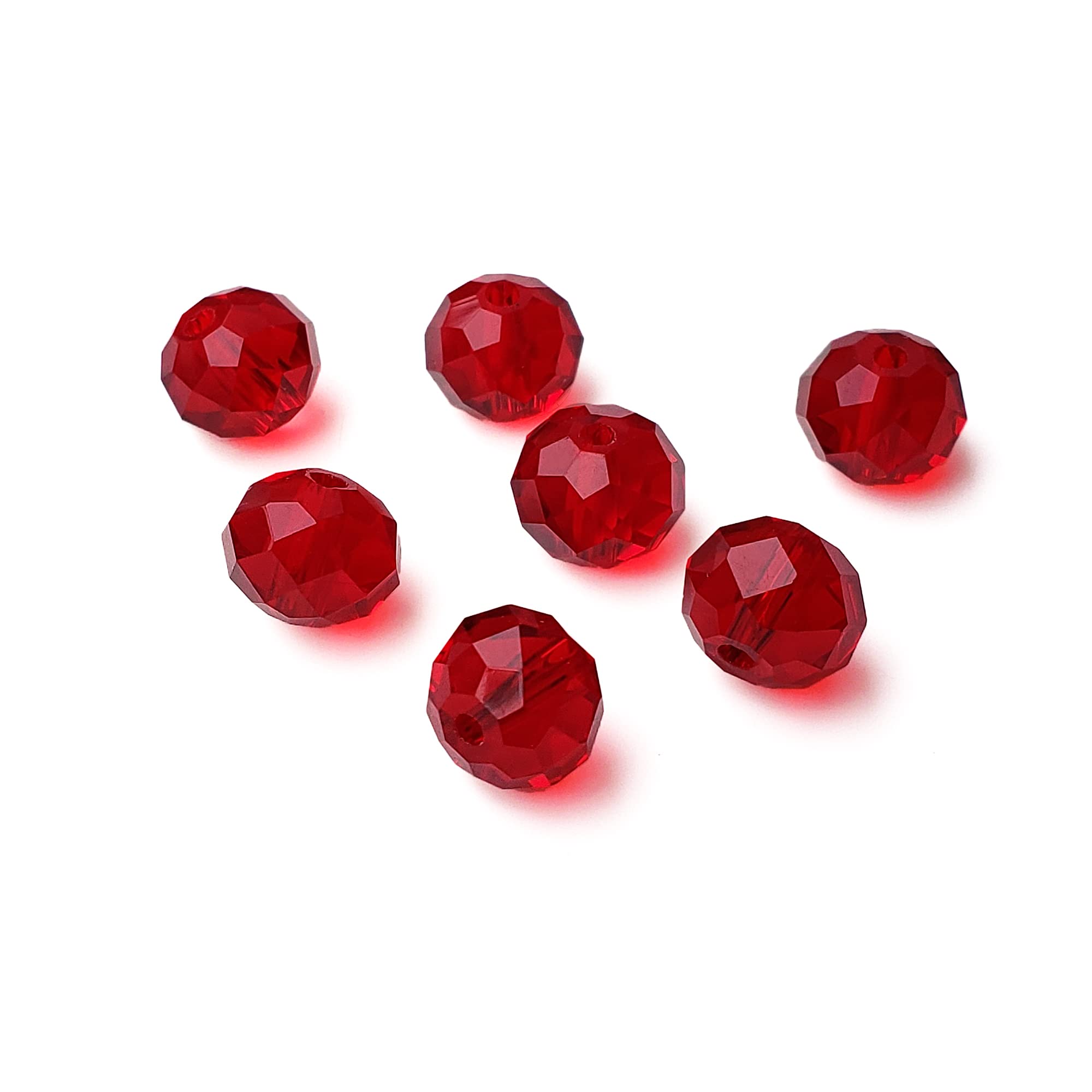 8mm Rondelle Red Glass Beads for Jewelry Making, 300pcs Faceted Briolette Crytal Spacer Beads for Bracelet Necklace Earring
