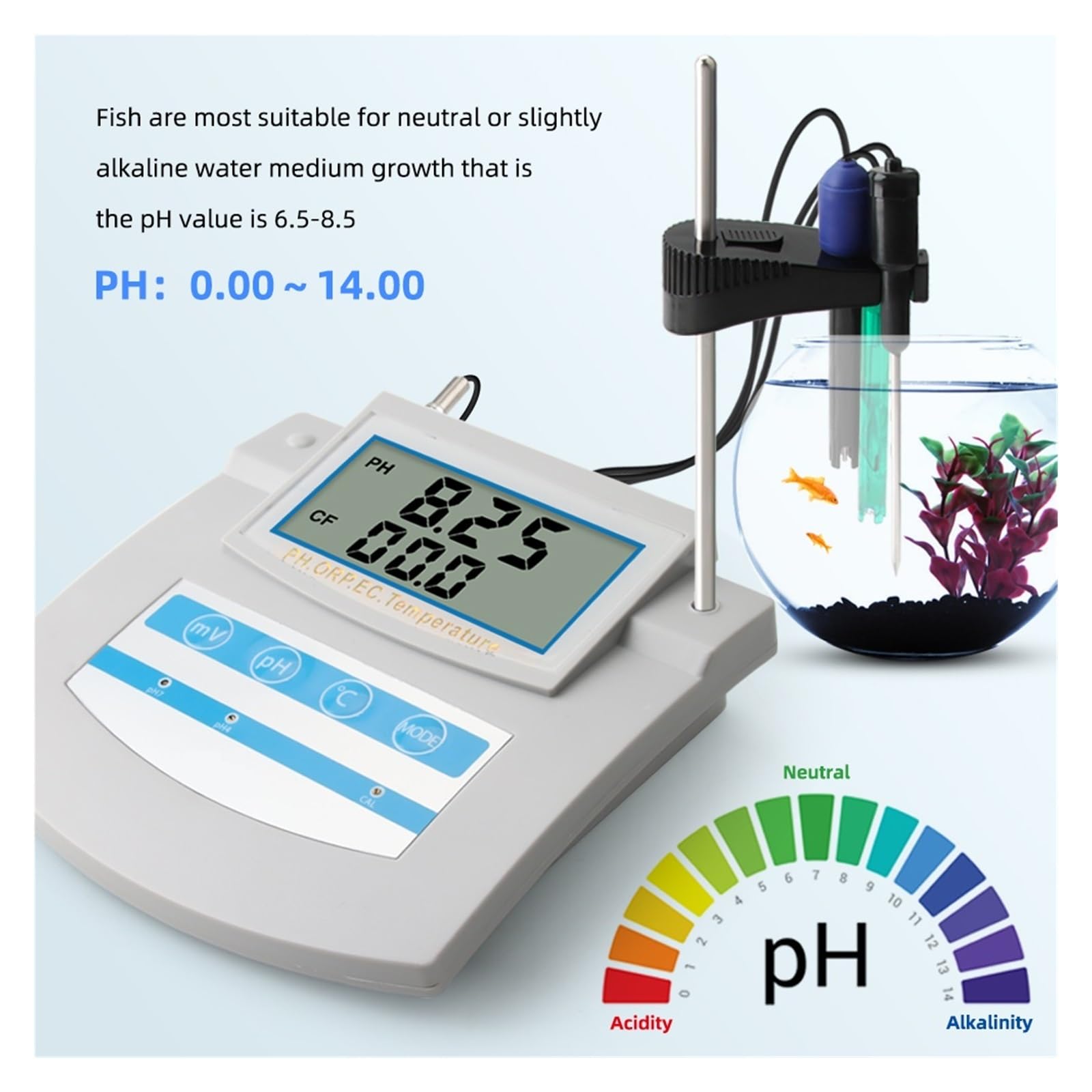 6In1 Monitor Dela qualità Del'acqua PH ORP TDS EC CF Tester da Banco for Temperatura for Laboratorio Acquario Piscina Rilevamento Rapido E Preciso