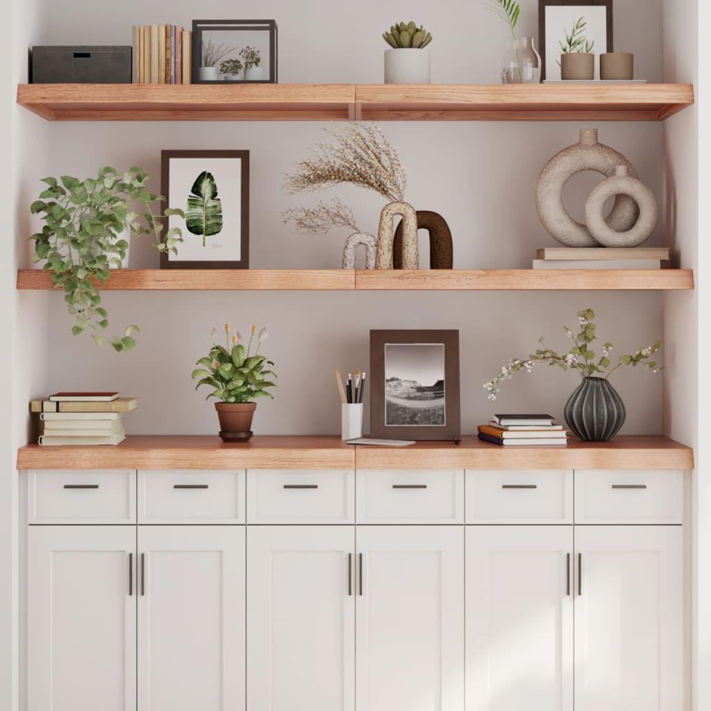 Estantería de pared de roble que soluciona la falta de espacio con madera maciza de 180 cm