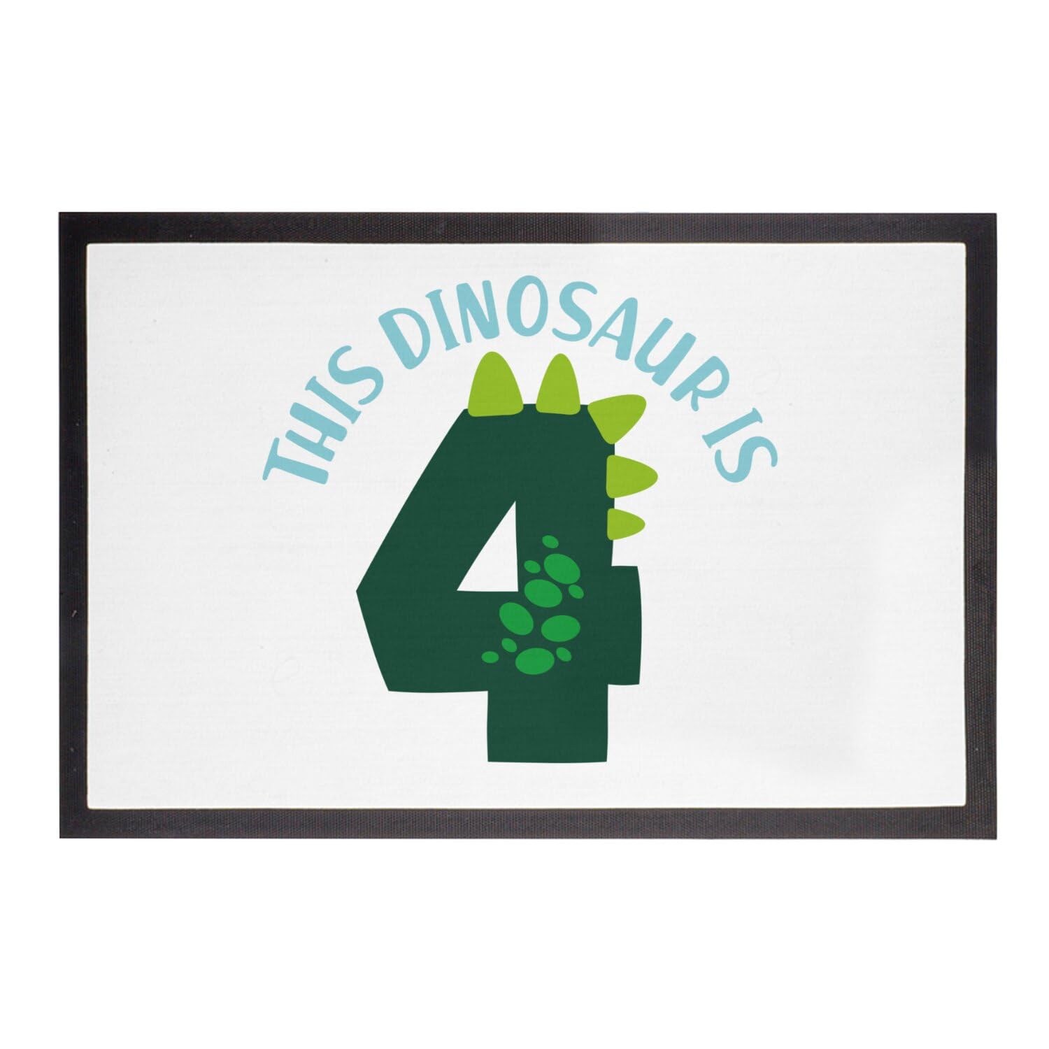 Paillasson Blanc 60x40 cm Dinosaure Tapis Anniversaire Enfant 4 Ans