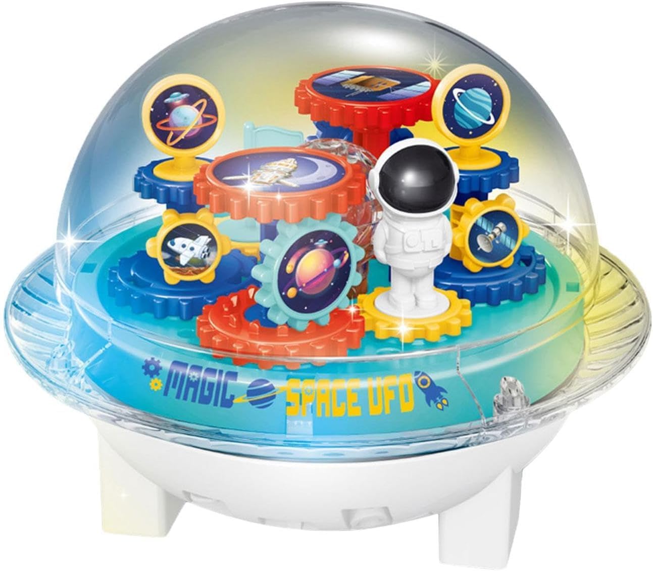 Rk Toys Spaceship Toy for Children, UFO Toy Game, Universal Spaceship Model, Transparent Moving Gears for Boys, Girls Fame