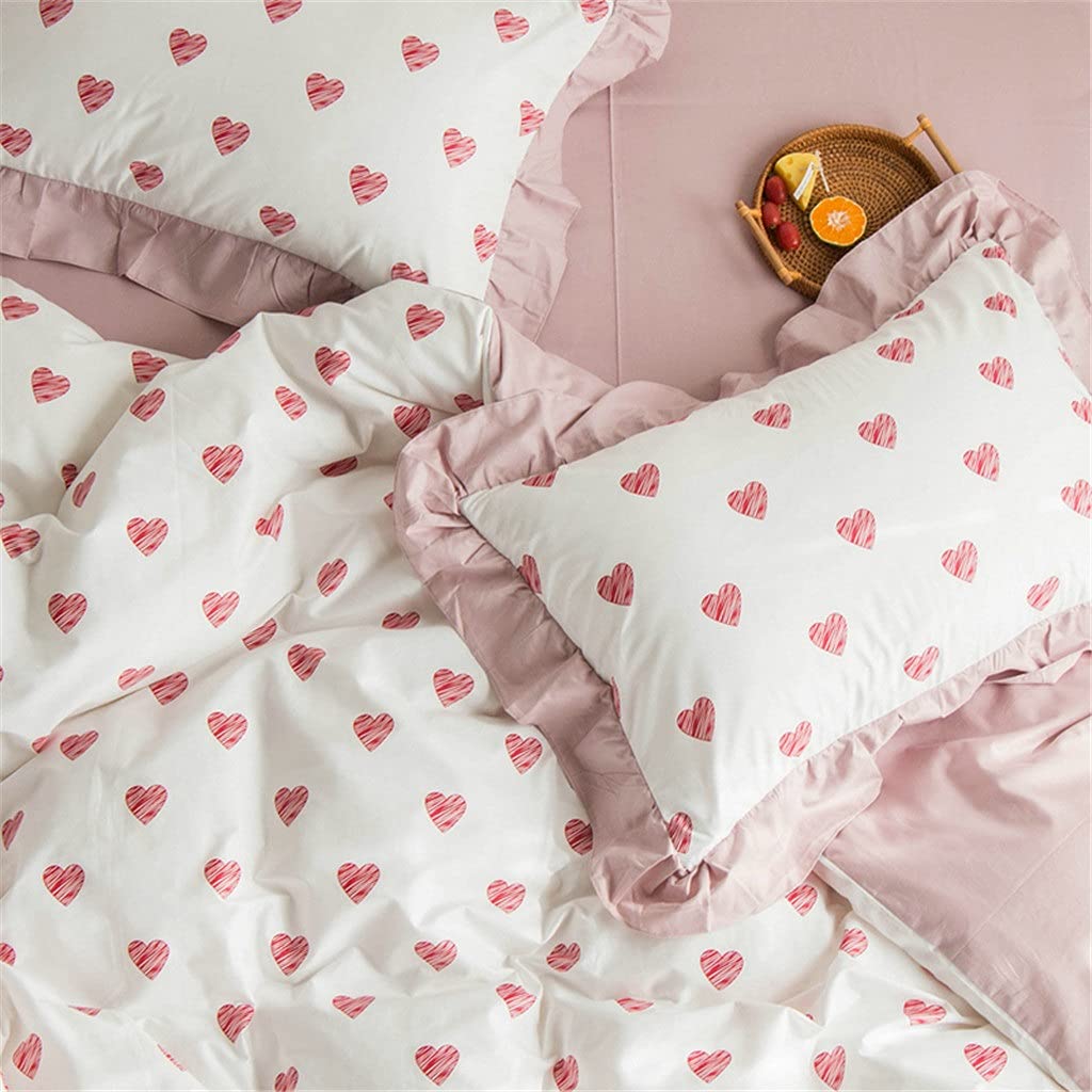 Algodón pequeño Fresco Primavera y Verano Solo Doble Hoja de Loto Funda de Almohada Temperamento Estudiante Dormitorio hogar(Style A)