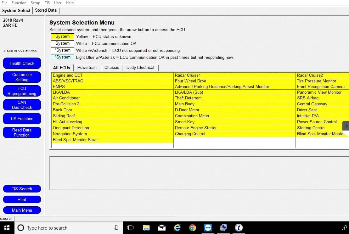 Windows operating system compatibility for Techstream