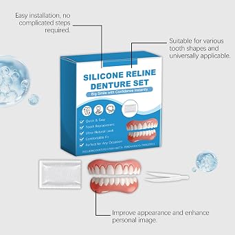 Silicone Reline Denture Set,Upper and Lower Denture Reline Kit, Soft and Comfortable