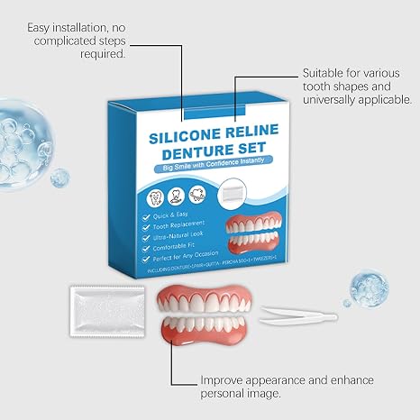 Silicone Reline Denture Set,Upper and Lower Denture Reline Kit, Soft and Comfortable