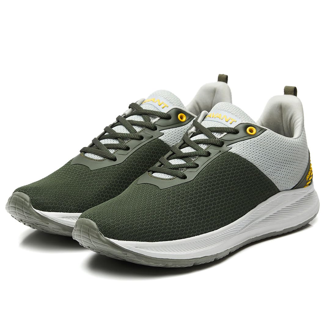 AVANT Zapatillas Racer para correr y entrenar para hombre, suela de EVA, plantilla de goma natural EVA, malla superior de punto, Olive/L.Grey, 8 UK