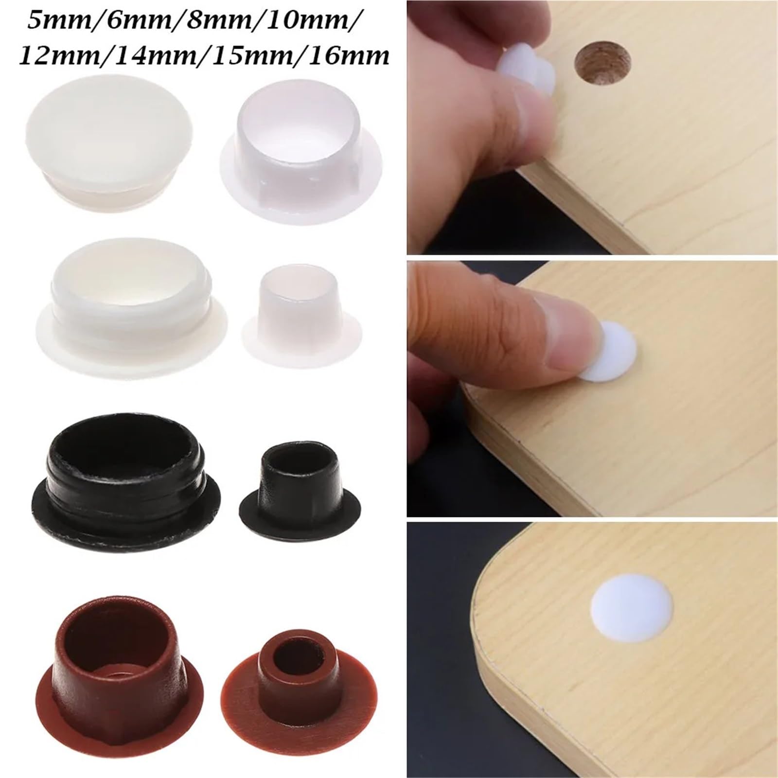 Schraubenabdeckungen, 600 Stück, Möbellochschutz, Schrauben, Dekoration, Staubstopper, Schrankbohrer, Hardware-Öse (dunkelbraun, 16 mm)