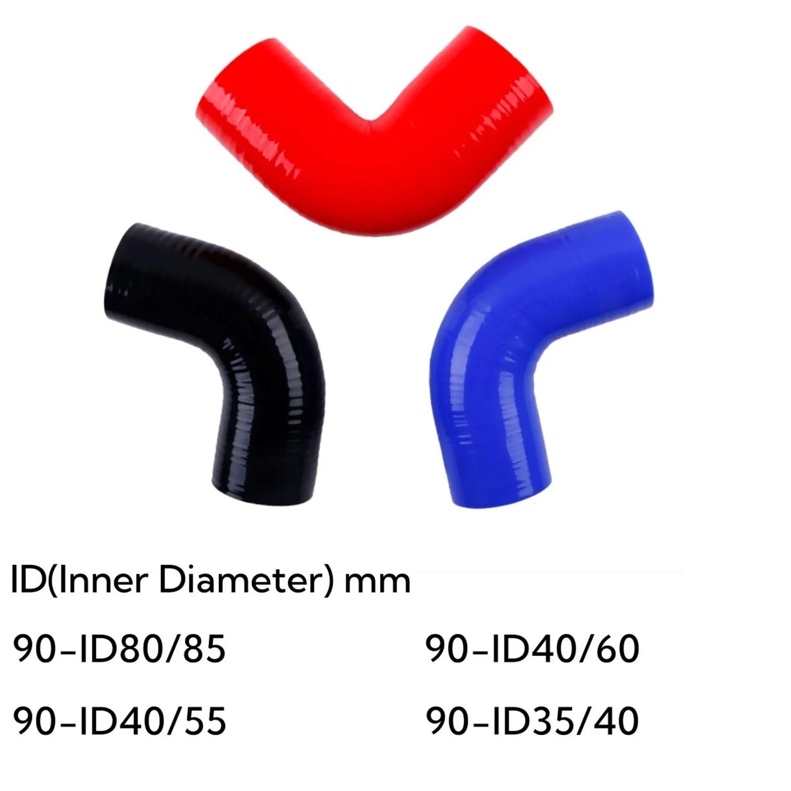 Przewody węże ciśnieniowe Wąż silikonowy 90 stopni ID 35 55 60 40 80 mm Złącze łącznikowe samochodowe rura intercoolera turbo wlot 3PLY 1 szt(ID80-85mm Blue)