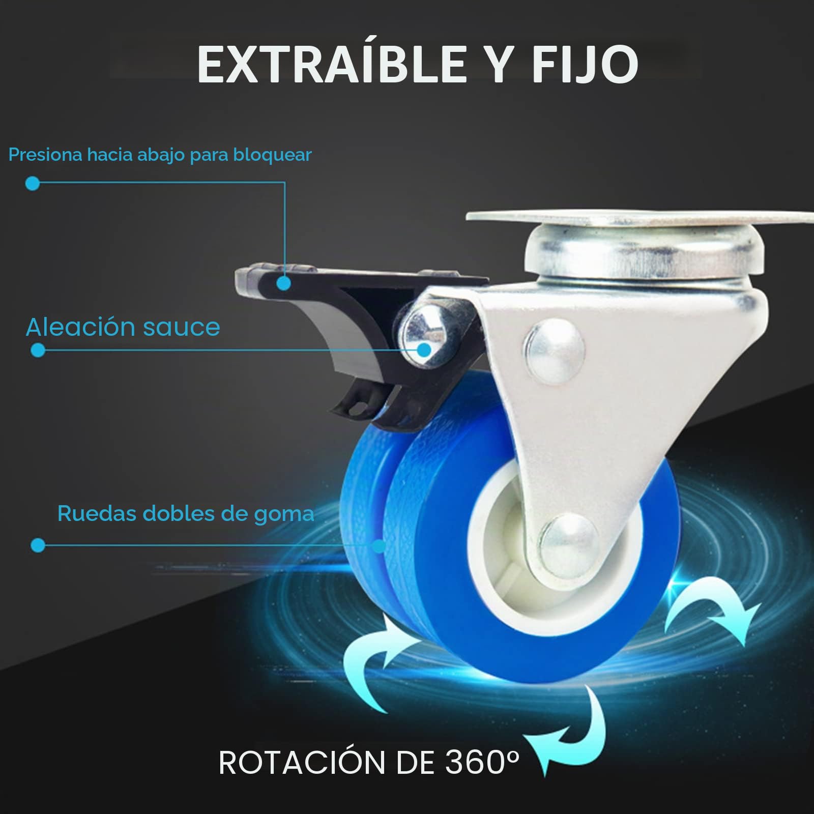 Base extraíble para lavadora, base ajustable de 41 a 64 cm, para secadora, frigorífico, alta resistencia, amortiguador y reducción de ruido [clase energética A+++] (4 patas y 4 ruedas)