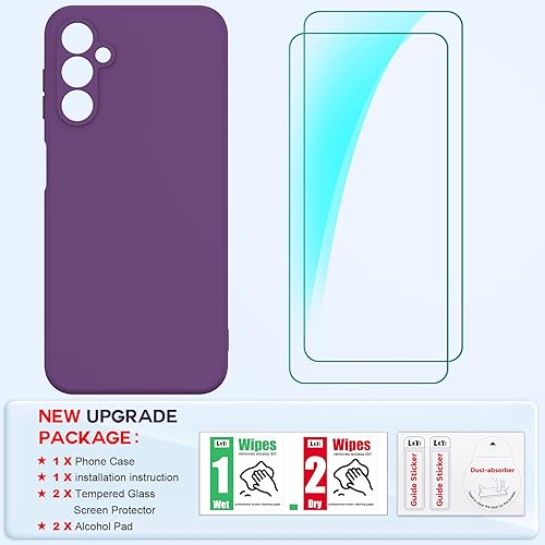 Miniatura 7 de LeYi Funda para Samsung A14 5G Funda Galaxy A14 con 2 protectores de pantalla de vidrio templado, funda protectora delgada de silicona líquida suave