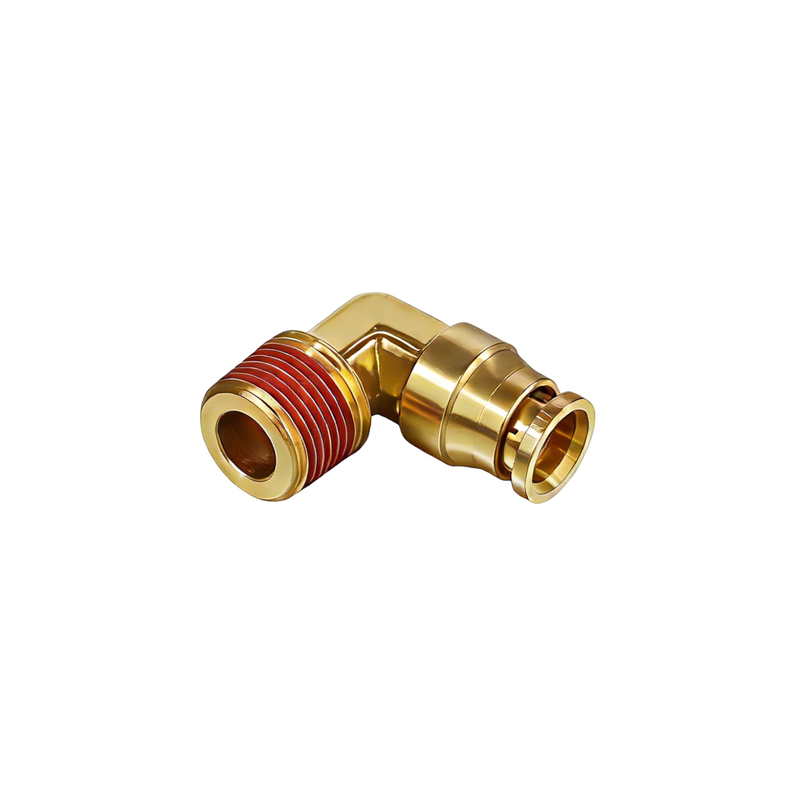 ANGRICHT 90° Elbow Push to Connect Fittings, 5PCS Brass C36000 Air Line Connectors for Truck, Trailer, and Industrial Air Systems (3/8" OD x 1/4" NPT)