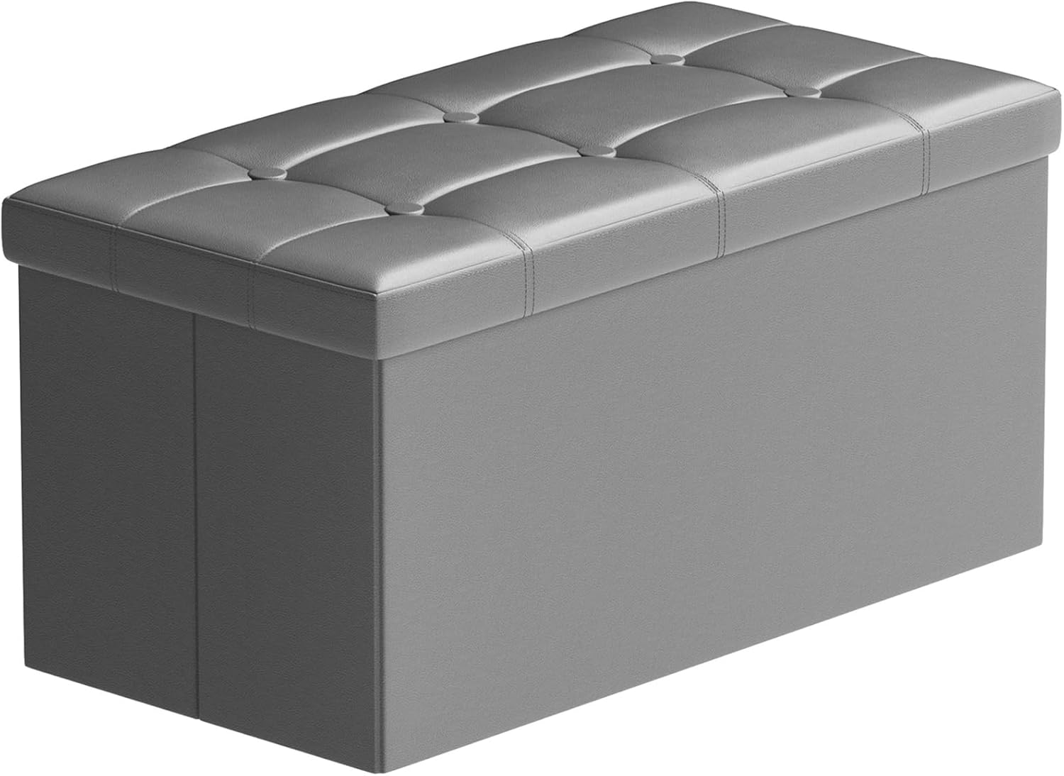 BRIAN & DANY 30 Inches Storage Ottoman Bench, Faux Leather Ottoman with Storage, Folding Bench Shoe, Foot Rest Stool, for Living Room, Gray