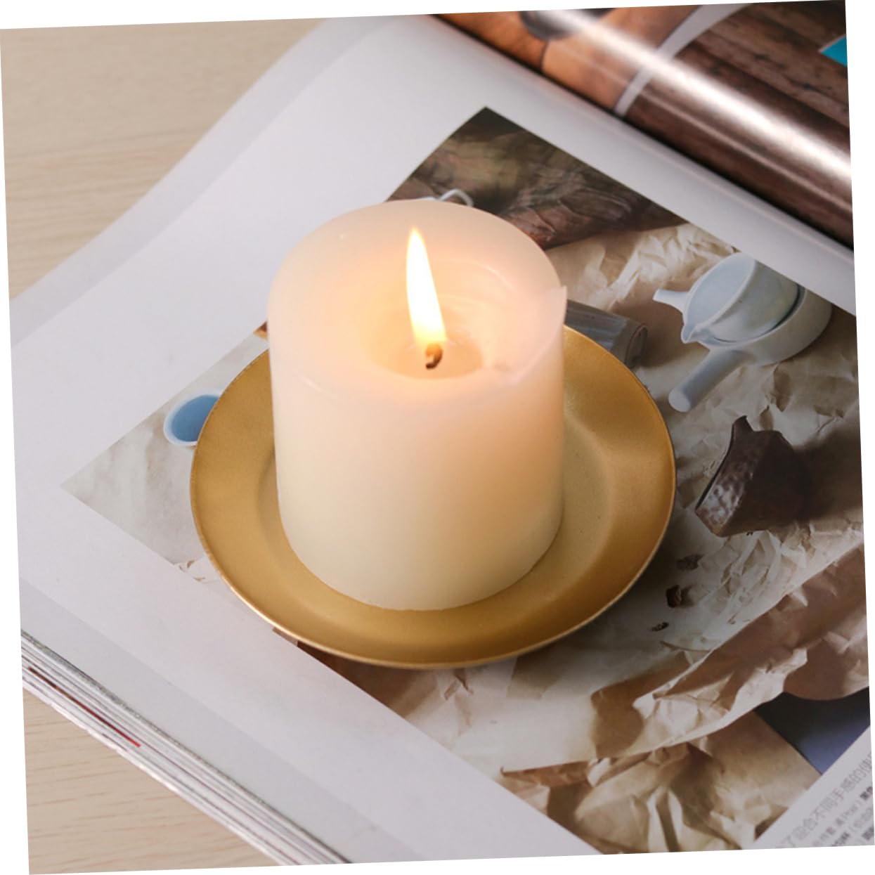 Amazon.co.jp: CRAFTHROU ローソク足 テーパーキャンドル 丸皿 先細の