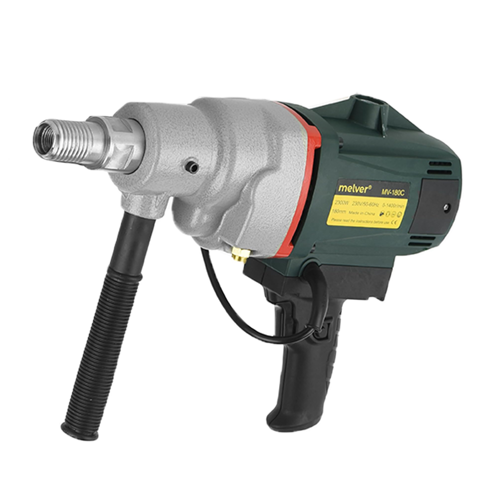 MELVER Taladro central manual 2300 W - Taladro de diamante con interruptor de protección PRCD - Taladro central 1400 RPM para perforación en húmedo y seco