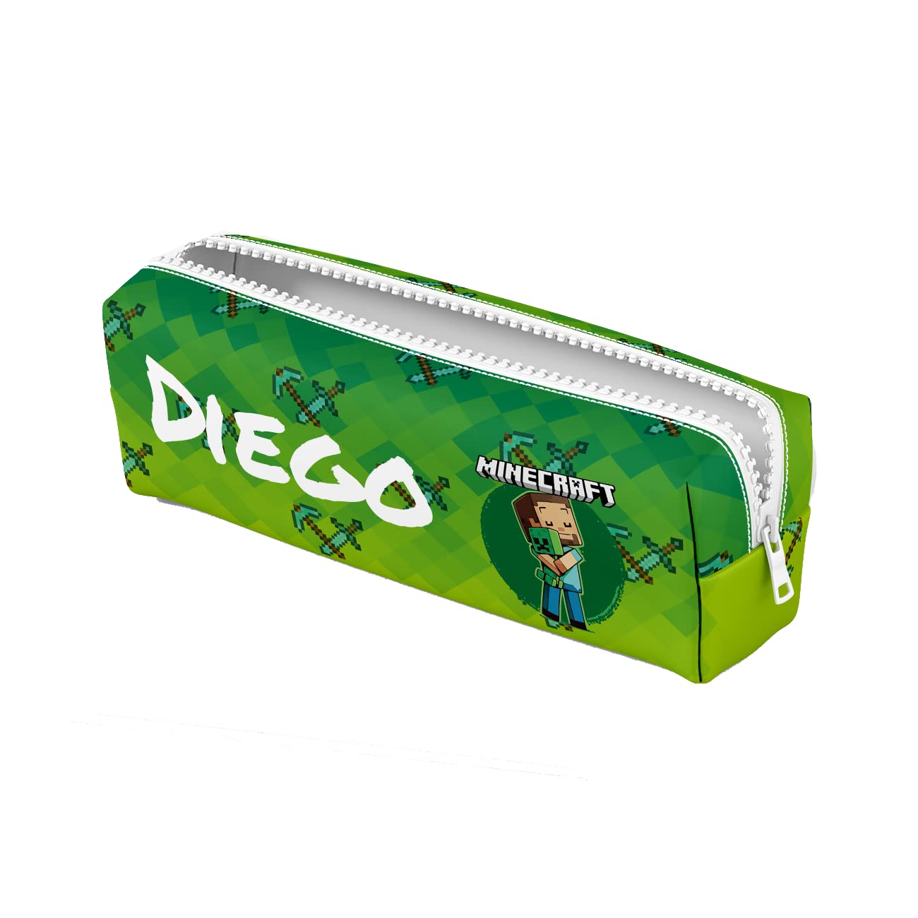 ZPUBLI+ Estuches Escolares de 22 cm Personalizados con Nombres, Fechas, Frases etc. Estuche Personalizado básico para el Colegio con Dibujos Originales. (Minecraft 2)