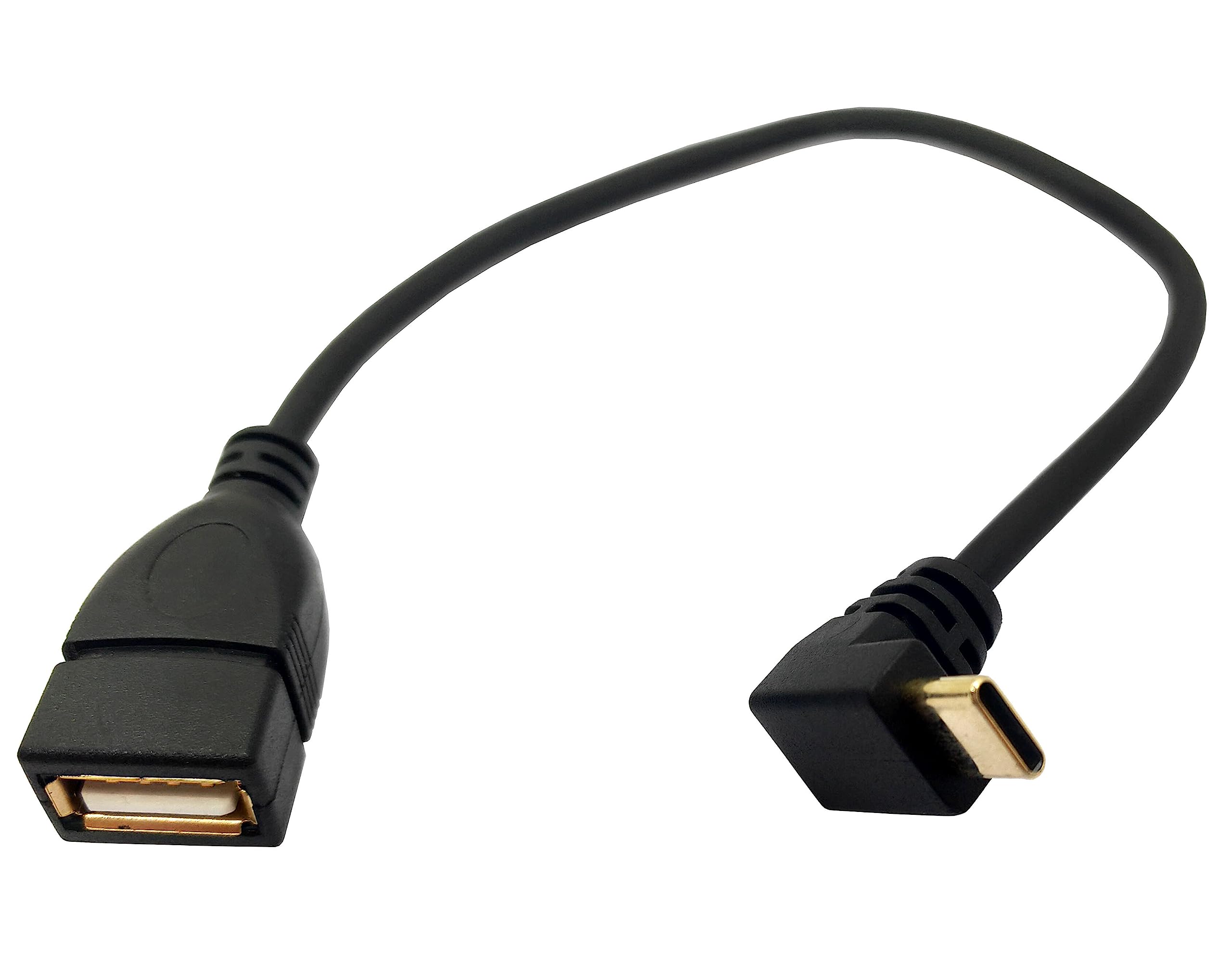 MTUERANC USB C to USB Adapter, Type C OTG Cable, Gold-Plated USB 3.1 Type C Male to USB Type A Female OTG Adapter - 10 inch (90 Degree)