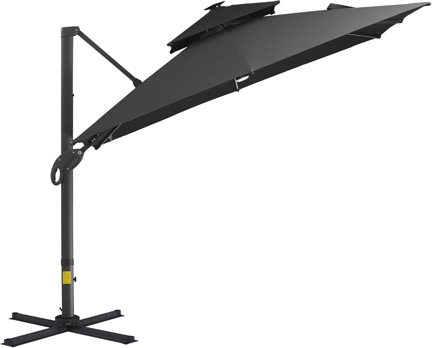 Outsunny 10FT Cantilever Patio Umbrella with Solar LED