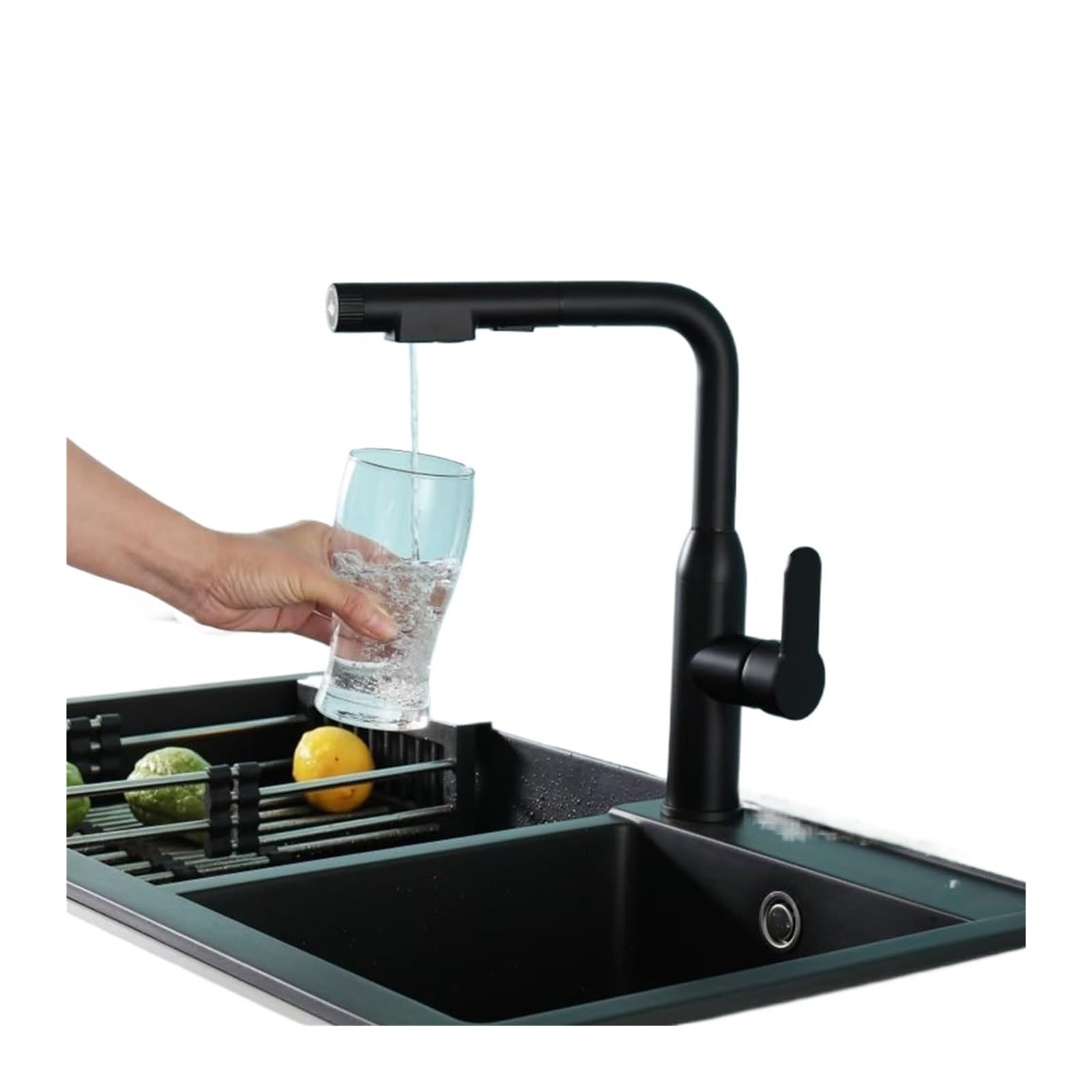Eamrfvqt Black Brass 3-In-1 Kitchen Tap