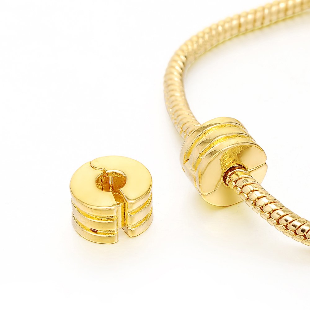 Rubyca Model 192 Gold Plated 10Pcs Gold Color Clip Lock Stopper Clasp Beads Diy Fit European Charm Bracelet Model 192