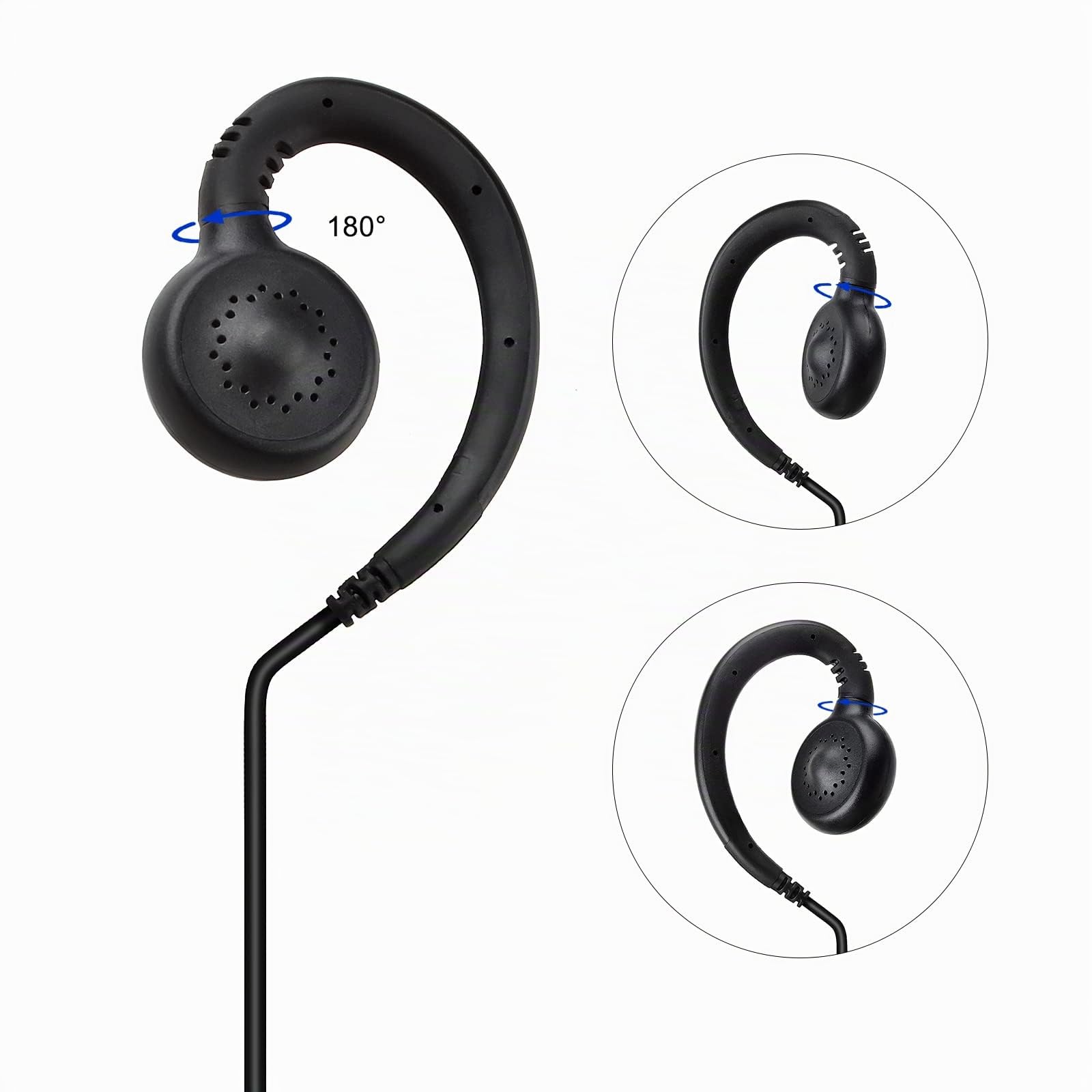 UAYESOK Auricolare con microfono da 3,5 mm per ricezione/ascolto di sicurezza della polizia, a forma di C, con jack audio da 3,5 mm, per radio prosciutto, walkie talkie