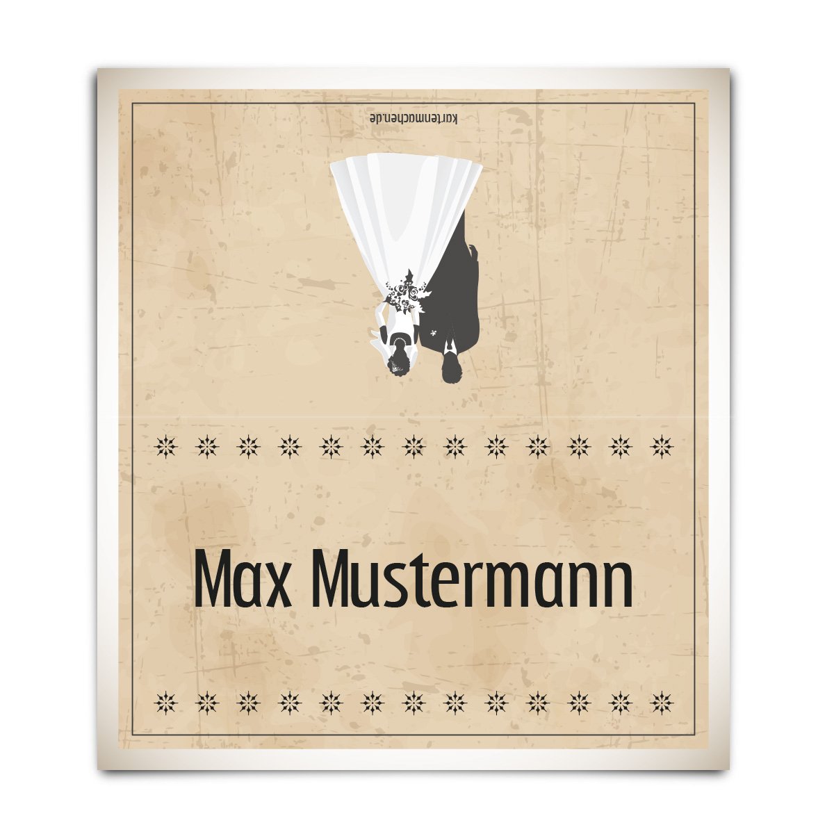 Tischkarten Hochzeit (50 Stück) - Vintage Brautpaar - Platzkarten in Weiß