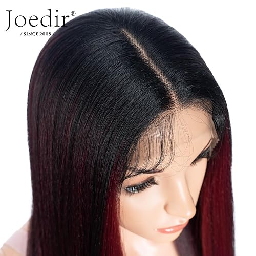 Miniatura 6 de Joedir Pelucas sintéticas Yaki de 36 pulgadas de largo con encaje frontal, parte media HD, transparente, sin pegamento, peluca de encaje de fibra