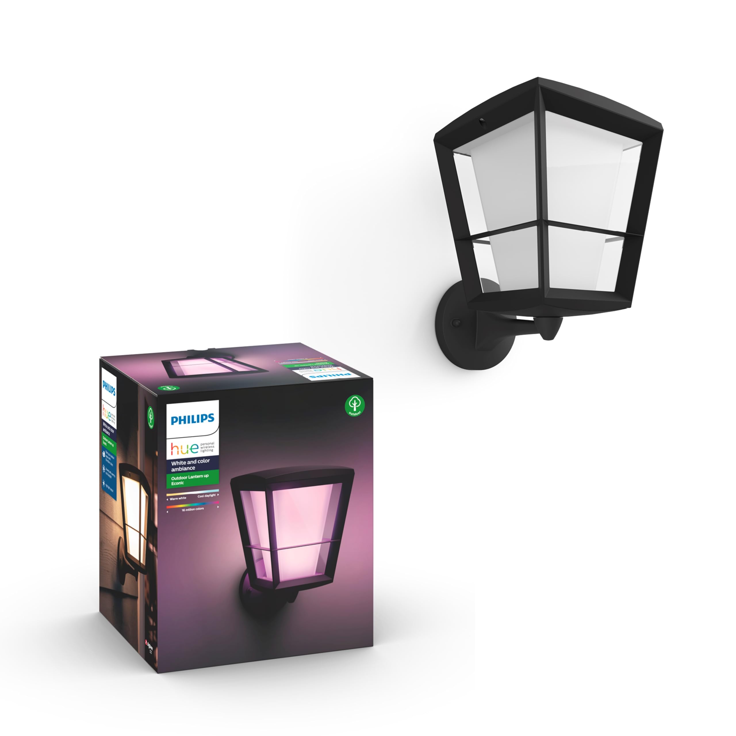 Philips Hue White & Color Ambiance ECONIC Applique extérieure montante - Noir, fonctionne avec Alexa, Google Assistant et Apple Homekit