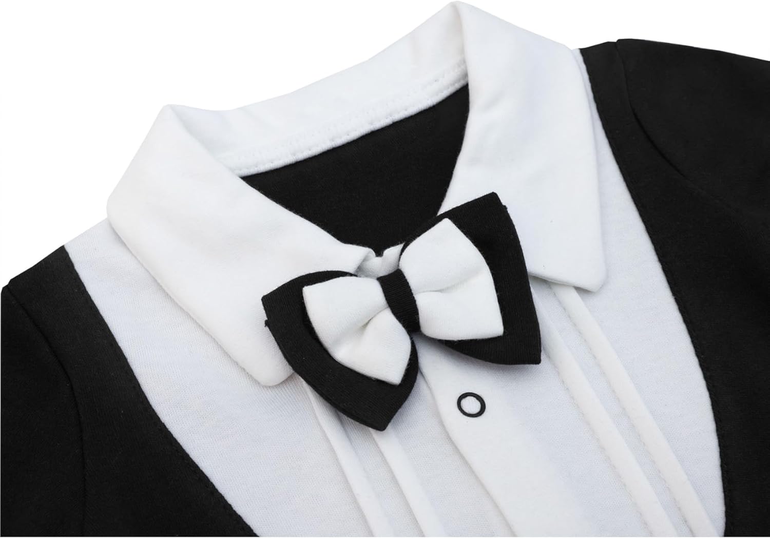 Lilax Baby Boy Gentleman Tuxedo Footie, Christmas Holiday Outfit with Bow Tie, Formal Wedding Long Sleeve Rompers