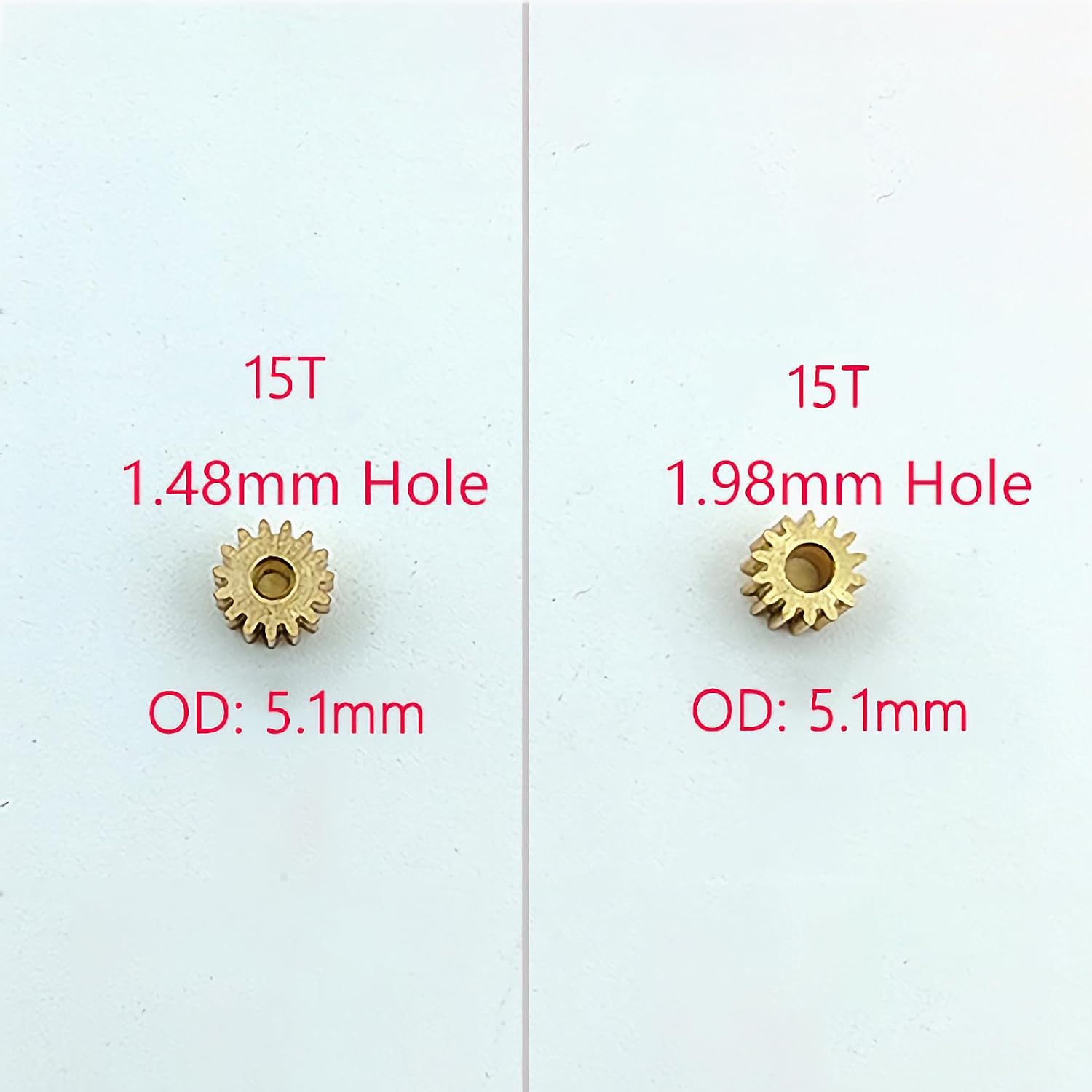 10pcs Brass Gears, Modulus 0.3M, 15T, Bore 1.48mm 1.5mm, Thickness 4mm, OD 5.1mm, Small Metal Copper Gear, Fit Aircraft Model, Motor Spindle 1.5mm Shaft