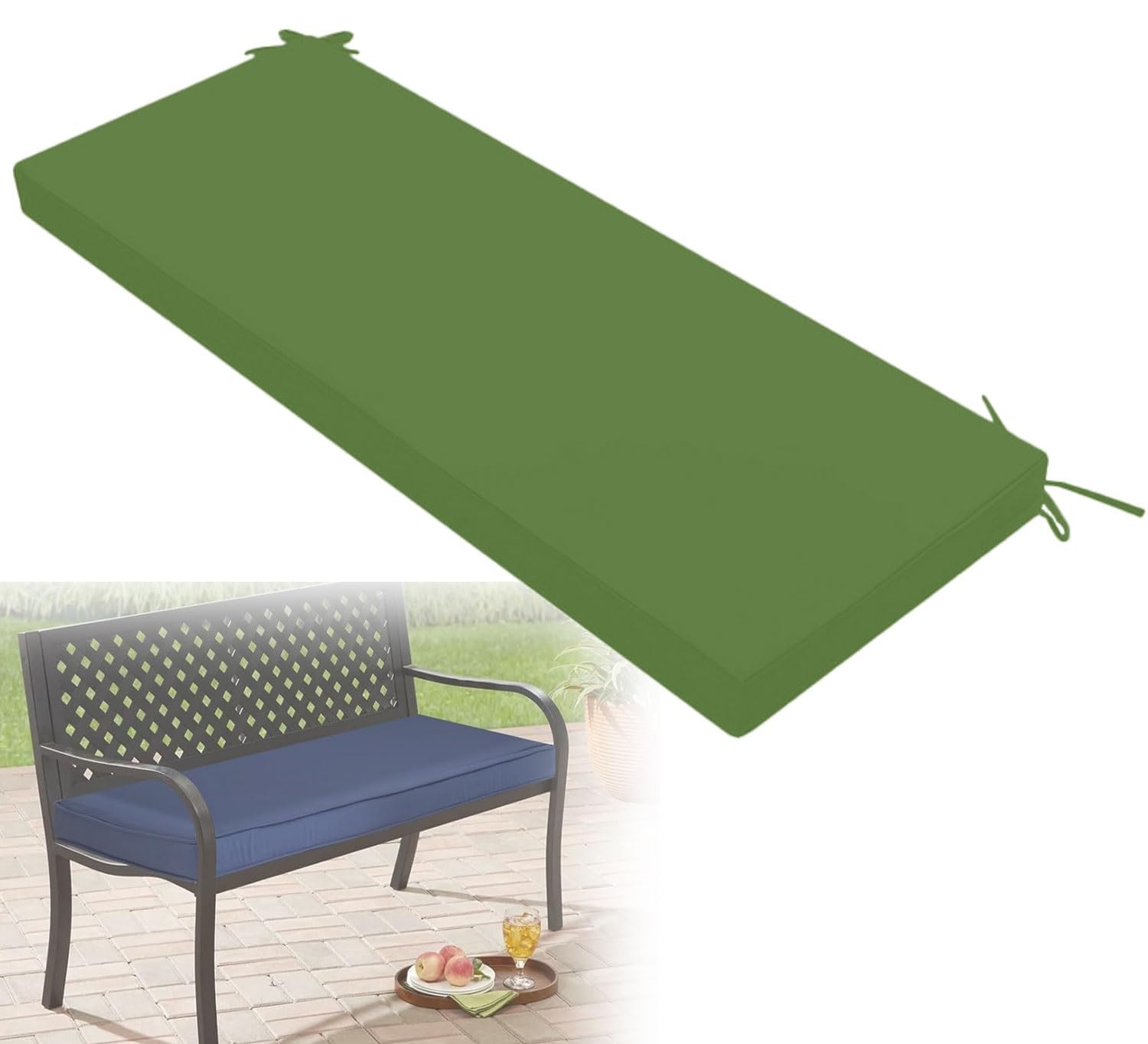 Poduszki na ławkę do wewnątrz i na zewnątrz na patio i werandę, wodoodporna poduszka zapinana na zamek (99 x 28 x 7,6 cm) – idealne na siedzenia z oknem wykuszowym dostępne w kolorze zielonym, pasują