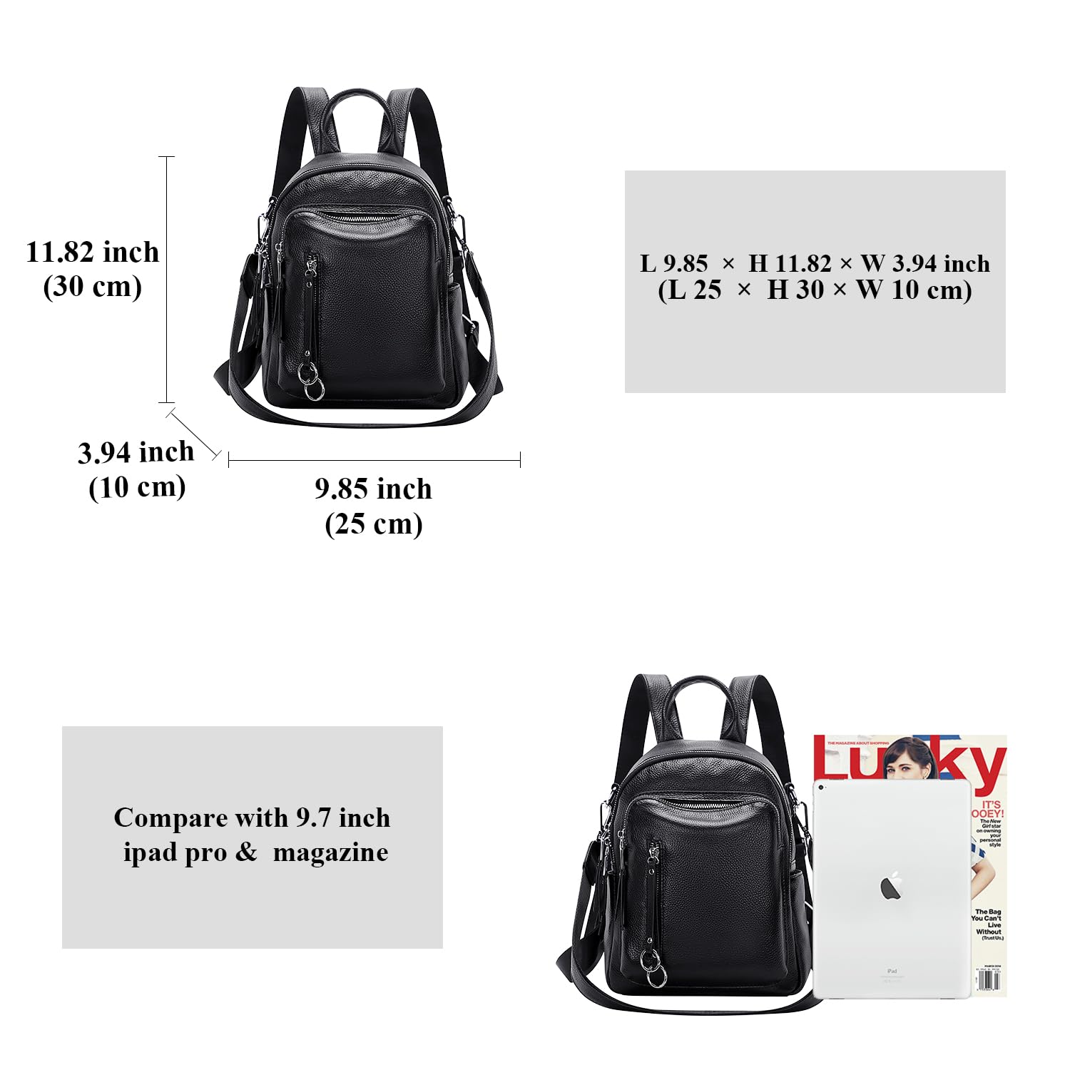 ALTOSY Petit sac à dos Femme en Cuir Véritable Loisirs Voyage Sac à Main porté Épaule