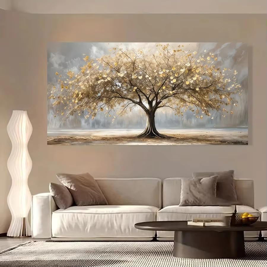 Toile Arbre de Vie LIFKNVN pour Habiller un Mur Vide - Tableau Paysage d'Automne 55x110