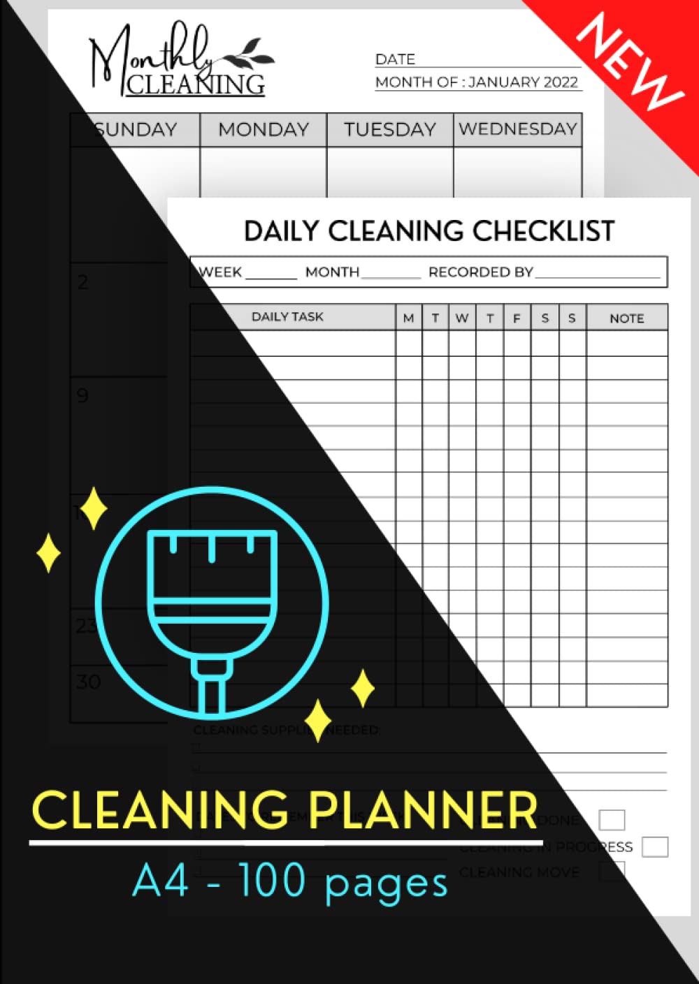 Cleaning Planner: A4 Daily & Weekly Monthy Cleaning Schedule Checklist Planner | Kitchen Cleaning Checklist | Perfect For Restaurants, Cafés, Hotels and More