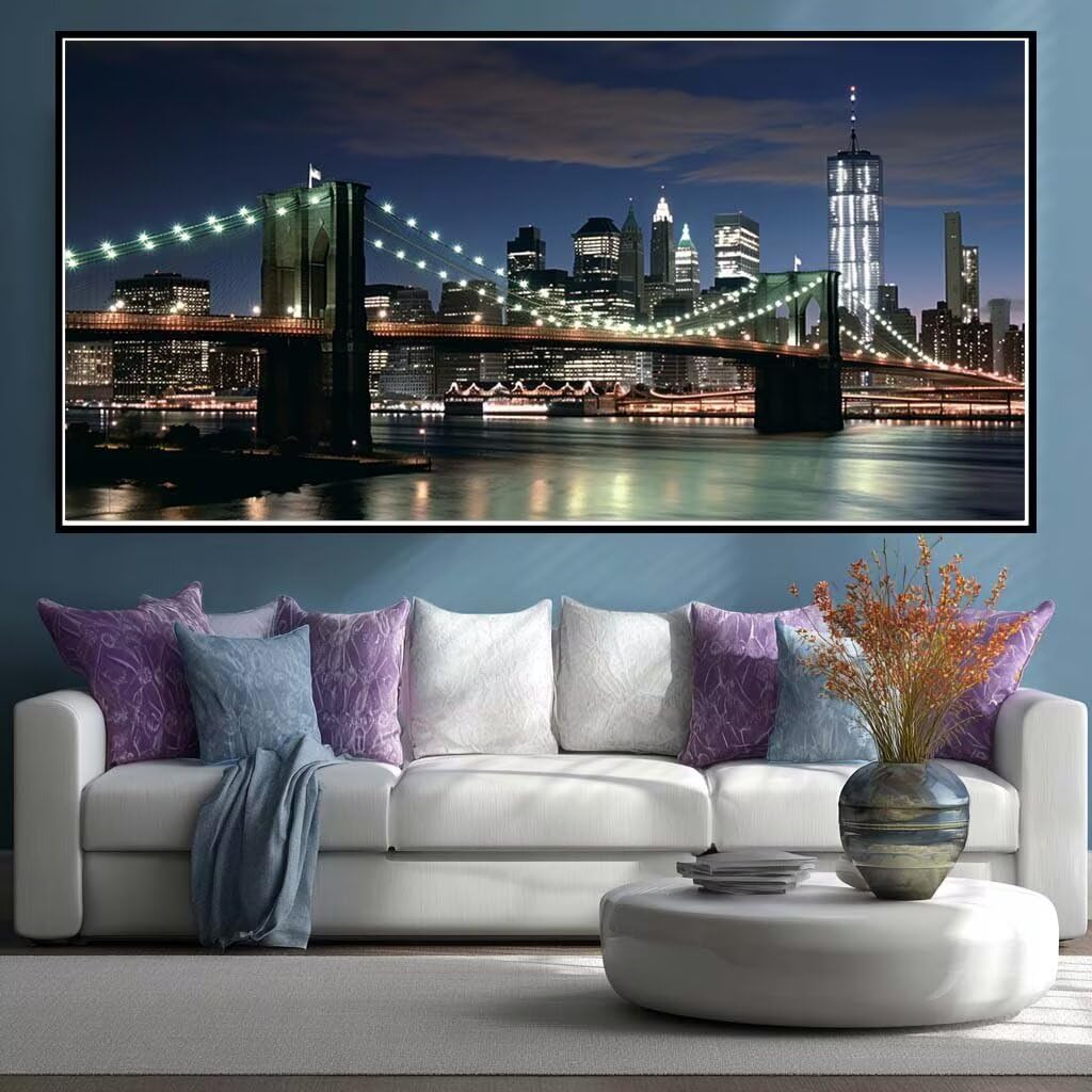 Diamond Painting Kits for Adults Large, 5D DIY City Bridge Diamond Art Kits Adults Square Drill Large Dimond Art Landscape Gem Arts Crafts for Wall Decoration 200x100cm/78.7x39.4 Inch (WL512)