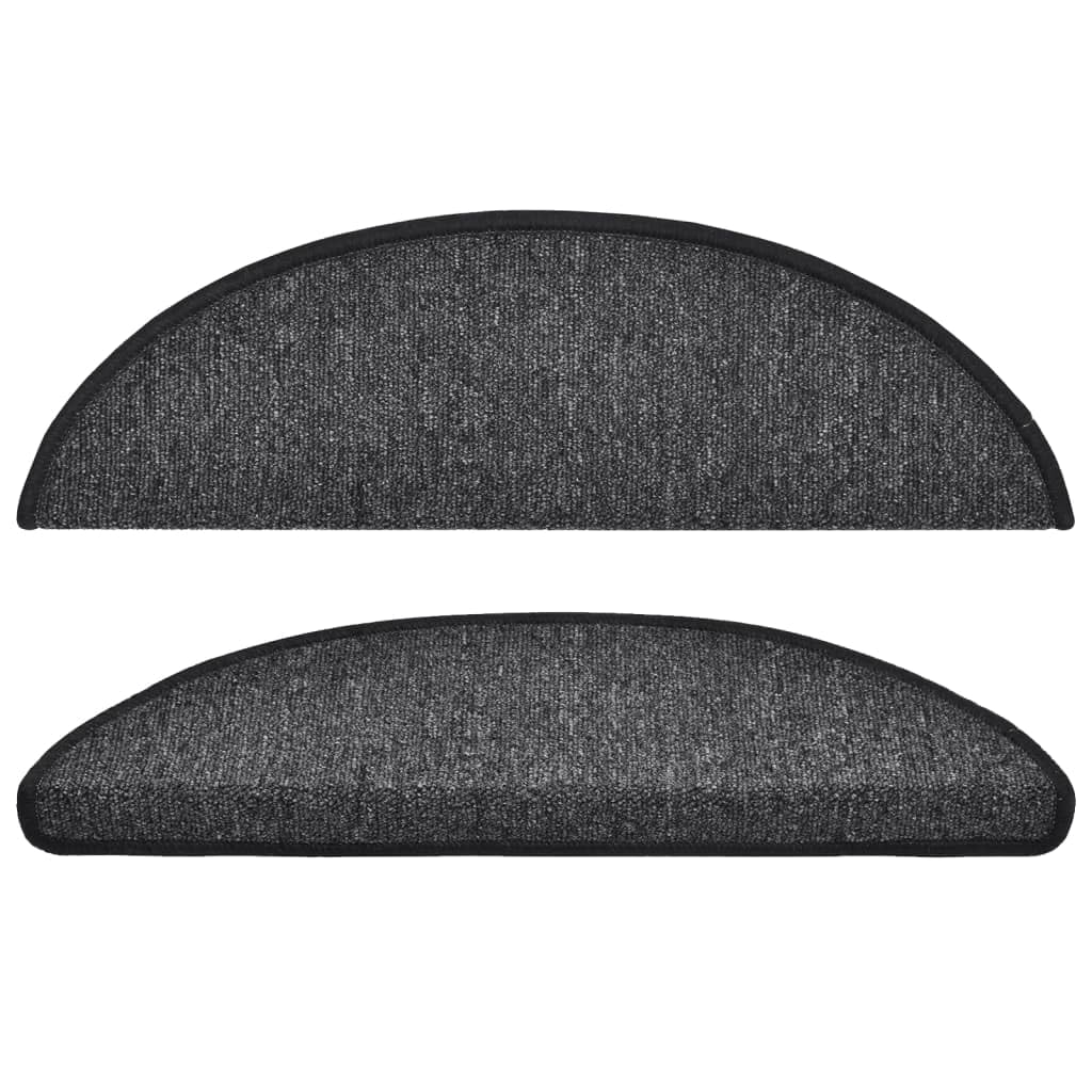Lot de 15 tapis d'escalier - 56 x 17 x 3 cm - Anthracite - Semi-circulaires - Antidérapants - Lavable - Protection contre le bruit - Pour escaliers en bois, escaliers en pierre, animaux de