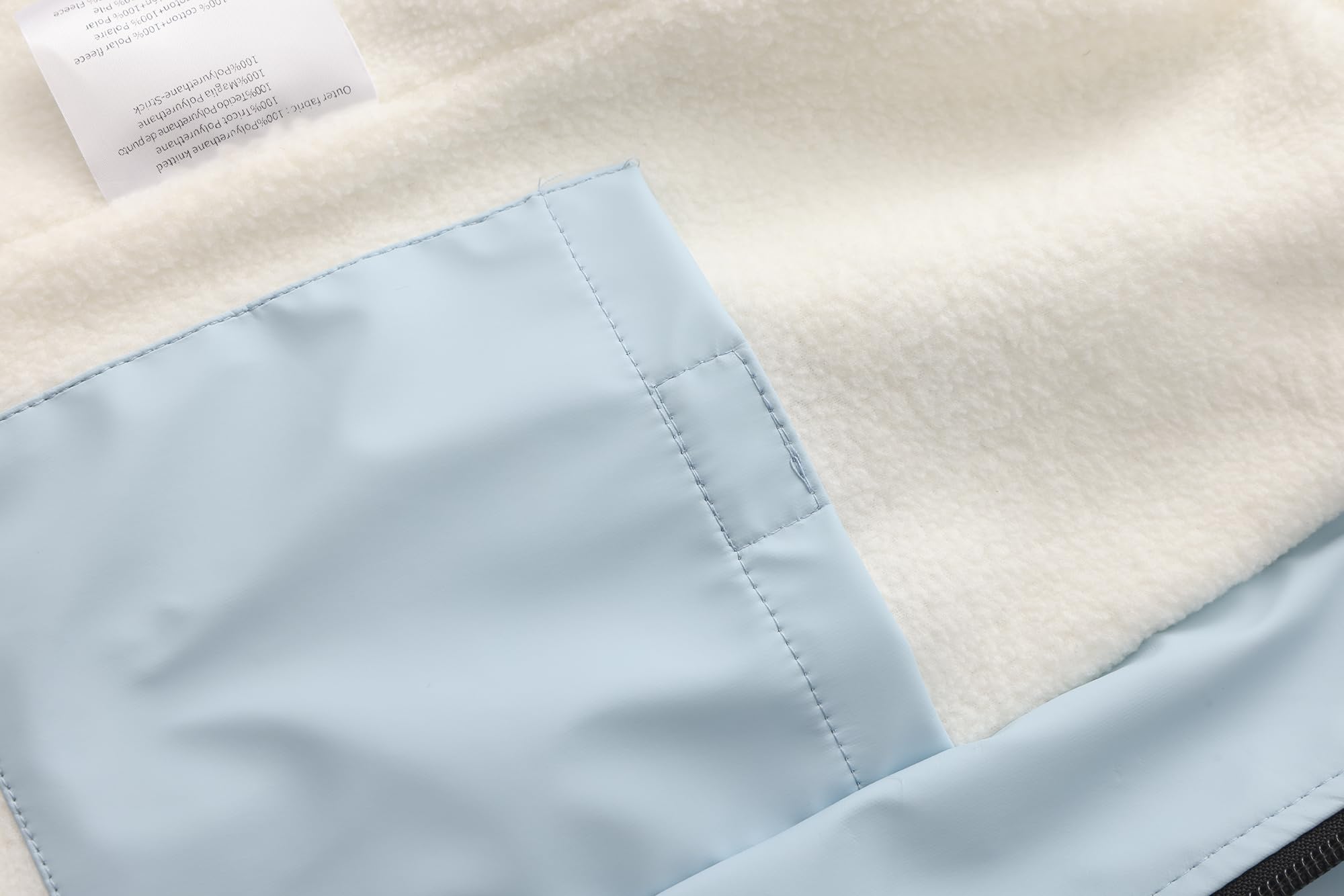 Wasserdichter Mantel für Mädchen und Jungen, mit gestreiftem Futter auf der Kapuze, Innenseite aus Fleece, Reißverschluss, gewachster Marine-Stil
