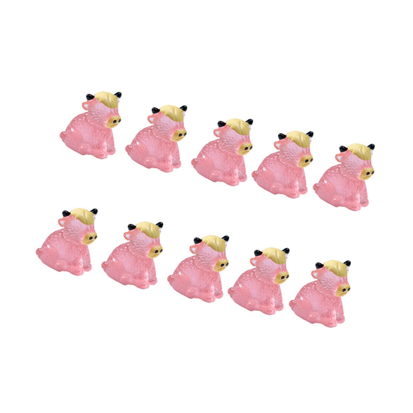 ZEPFJHE Tiny Highlands Cow Minis Resin Cow Figurines for Fairy Garden Decors, Miniatures Dollhouses Accessories, Ornaments Miniature Landscape Ornament