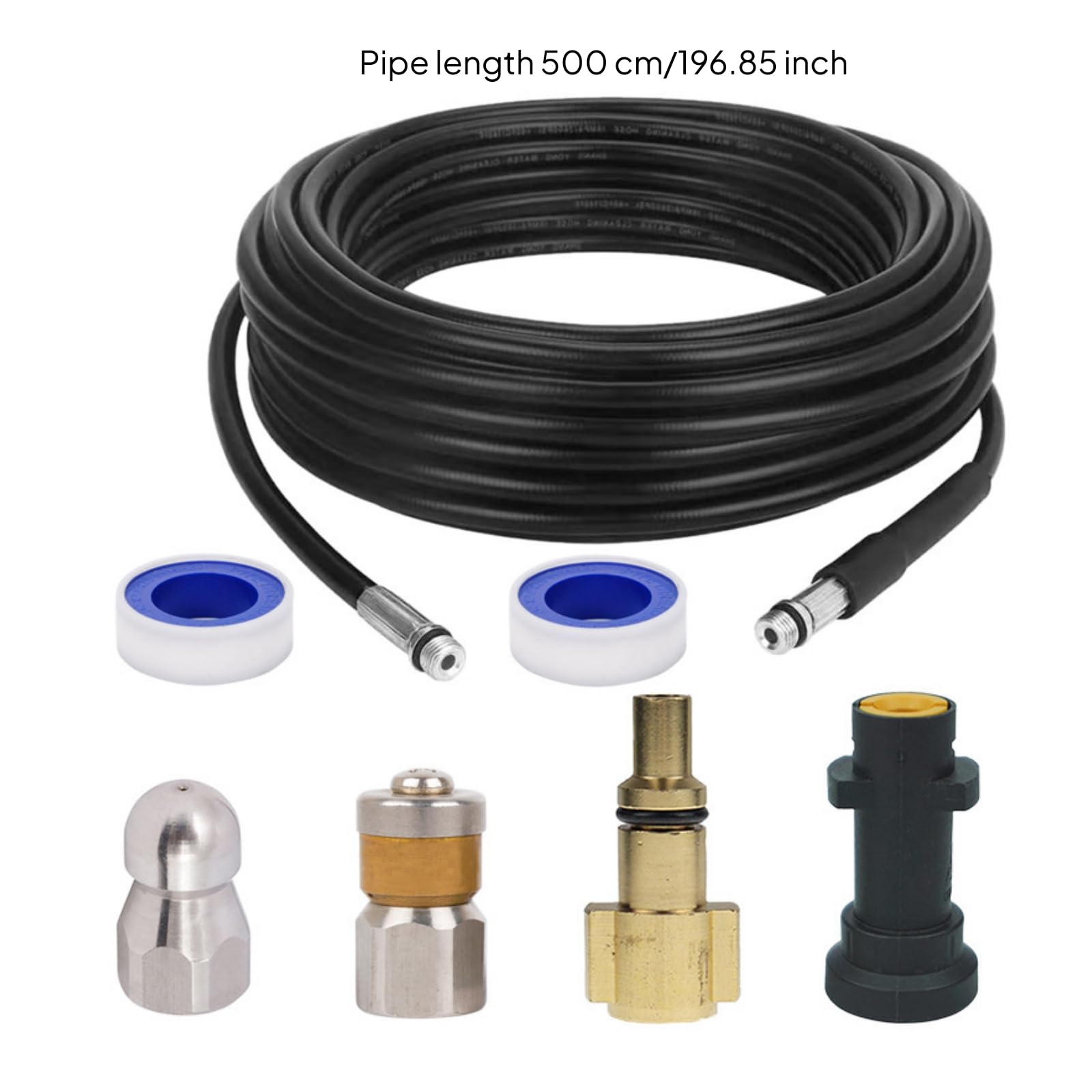 F Fityle para Hidrolavadora de Limpieza de Drenaje de Presión Enrollada Fittings Roscados Material PVC Nylon Adecuada para, 5 Metros