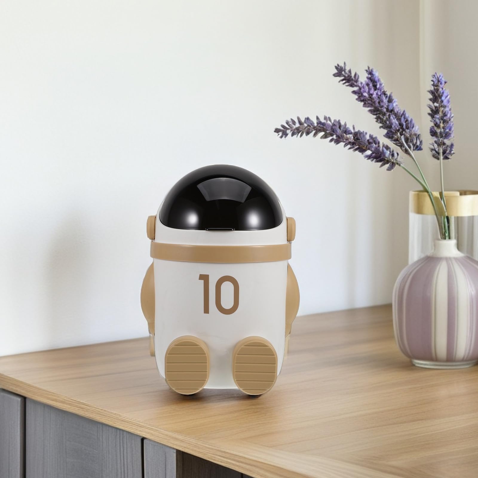 Kunststoff Astronauten Auto Mülleimer mit Deckel Geruchsverschluss Multifunktionaler Abfalleimer für Büro Wohnmobil und Zuhause